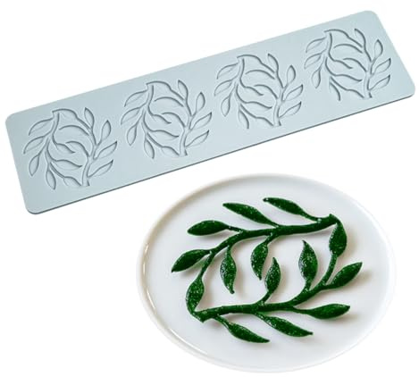 TUKE Silikonformer blad choklad & godisformar – 3D-silikonformar för tårtdekoration, fondant, harts, tvål och sockerhantverk (blad 27 x 7,3 x 0,3 cm)