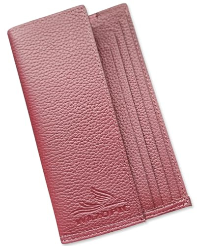Wazopic Portefeuille Serveur Serveuse en Véritable Cuir de Buffle Premium, 5 Compartiments, Porte-Billets Professionnel pour Restaurant, Bar et Brasserie – Rouge Bordeaux