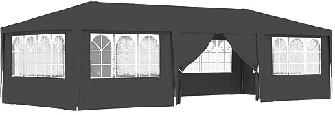 Homgoday Professionelle Partyzelt mit Wänden grau 90 g/m² 4 x 9 m Außen Pergola Garten Pergola Zelt für Party, draußen, Garten, Terrassen