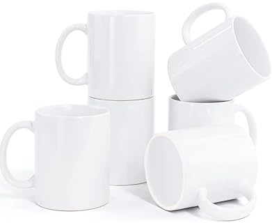 Holywarm Sublimation Mugs with Boxes 11oz Blank Sublimation Mugs | AAA Coating Ceramic White Mugs Sets of 6 | Can be Used as Coffee Mug, Tea Mug, Holiday Gifts | Dishwasher & Microwave Safe (6)