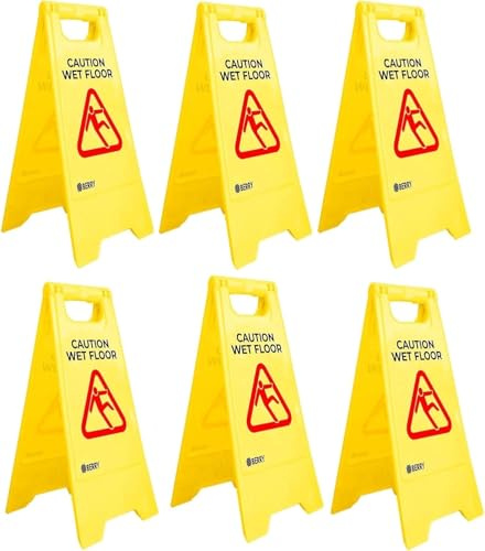 Berry Lot de 6 panneaux d'avertissement de sol glissant de type A pliables pour magasins, hôtels, restaurants, bureaux et zones publiques Jaune