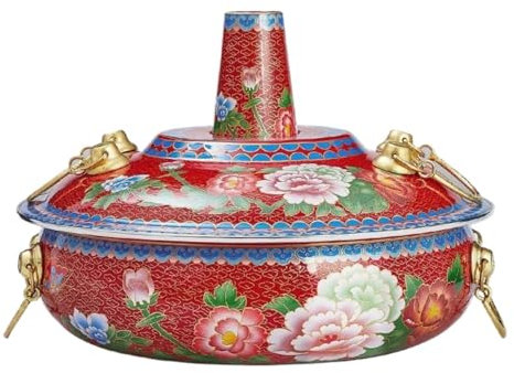 Fondue Olla Hot Pot Platos Para Frotar, Olla De Cobre Antigua De Beijing, Cocina De Inducción, Olla Caliente, Olla Plana Para El Hogar Fondue Queso(Rot)