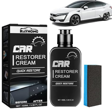 EnixwH Rinnova Plastiche Auto 100 ml, Rimuovi Graffi Plastica, Nero Car Renovator, Detergente per Interni Auto con Spugna, per Riparare Plastica e Gomma Scolorite e Opache
