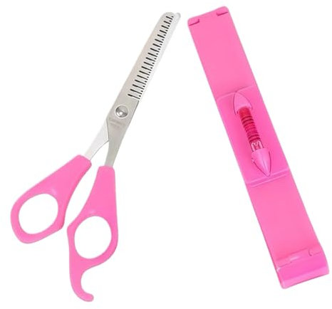 2Pcs Clip Cut Tool, Split End Trimmer Set, 1 Comb-Hairstyle Trimmer & 1 Haircutting Scissor, Styling Accurate Hair Cutting Kit for Home DIY Kids Women, for Layers, Bangs, and Split Ends (Pink)