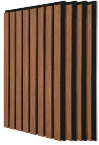 Art3d 20-pack akustiska träplattor väggpaneler för inredning, 3D räfflad ljudabsorberande träpanel för accentvägg tak kök vardagsrum sovrum kontor, 60 x 30 cm valnöt