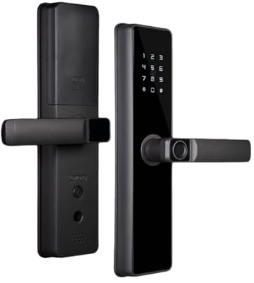 Luobannm Cerradura Inteligente Tuya ZigBee para Puertas Interiores, con Contraseña, Huella Dactilar, Desbloqueo Remoto, Tarjeta Llave, Alarmas Antimanipulación, Funciona con Pilas.