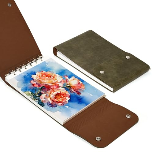Lightwish Watercolor Sketchbook,300gsm/140lb 100% Cotton Hot Press Watercolor Journal, Acid Free Watercolor Paper for Artists,Adults,Students,20 Sheets,Paper 5.8 * 8.2 Inches