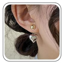 Yheakne Boucles D'oreilles Vintage En Forme De Coeur Boucles D'oreilles En Forme De Coeur Bouffant Boucle D'oreille En Or Double Face Boucle D'oreille Pour Femmes