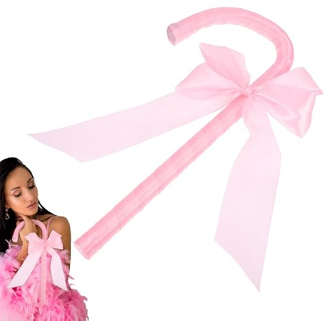 JIEBWCHA Bastón rosa para cosplay, 35 x 15 x 5 cm, bastones de Halloween con lazo, ligero, portátil, para disfrazarse, escenario, teatro, espectáculos, festivales, suministros para adultos y niños