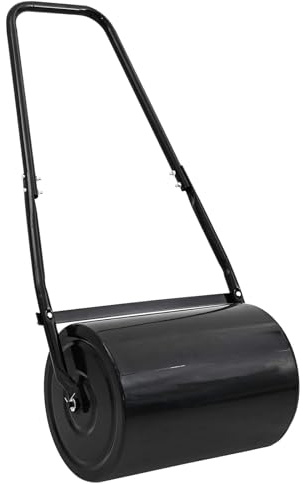 Rullo per prato da giardino, in ferro, nero, 110 x 52 cm, rullo manuale per la cura del prato e il bilanciamento del suolo, con dispositivo a rullo per la preparazione e la planarità su prato, terra
