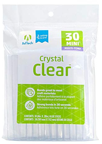 AdTech Hot Glue Sticks 4 Mini Size, Clear, 30 Sticks