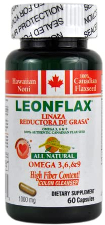LEONFLAX, 100% Authentic Canadian Flax Seed, Improve Your Digestive Health, 60 Capsules, Bottle