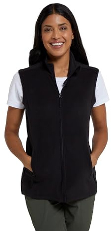 Mountain Warehouse Camber Womens Gilet - Lightweight Sleeveless Jacket, Microfleece Bodywarmer, Breathable Vest, Zipped Side Pockets - Spring Summer, Camping Black Women's Size 18