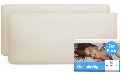 Kissenbezug 40 x 80 Elfenbein-weiß, 2-er Set Kissenbezüge, Premium Mako-Baumwolle - Double Jersey, Kopfkissen-Bezüge für 40x80 Kissen, Pillow Cover für Seitenschläferkissen, Oeko-Tex Zertifiziert