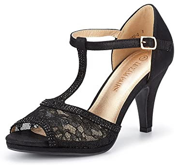 DREAM PAIRS Women's Amore Fashion Stilettos Kitten Heels Wedding Shoes for Bride Amore_2,Size 6.5,Black,Amore_2