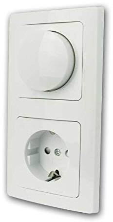 ChiliTec LED-Dimmer mit Schutzkontakt-Steckdose weiß, UP, Rotary, Steuerknopf, manuell