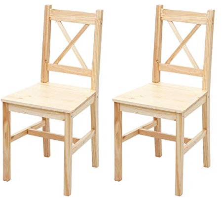 Mendler 2er-Set Esszimmerstuhl HWC-F77, Lehnstuhl Küchenstuhl Stuhl, Massiv-Holz Landhaus - Kiefer lasiert