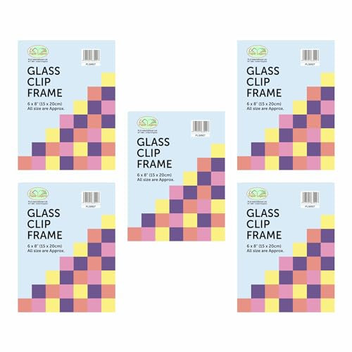 Clip Frame (Pack of 5) Picture Photo Frames 6 x 8 Frameless with glass - For Home and Office Poster