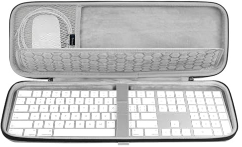 Geekria tangentbordsväska, hårt skyddande reseetui, kompatibel med Apple Magic Keyboard med numeriskt tangentbord och kombon för Apple Magic Mouse (ljusgrå)