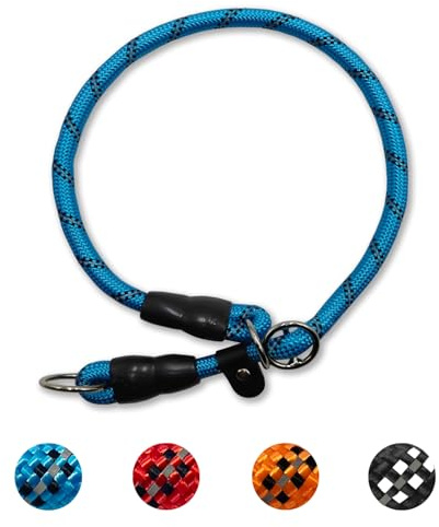 Hundhalsband med dragstopp, dressyr, nylon, retriever-halsband, reflekterande justerbart hundhalsband för små och medelstora hundar, träning, bredd 1,0 cm, max halsomkrets 50 cm