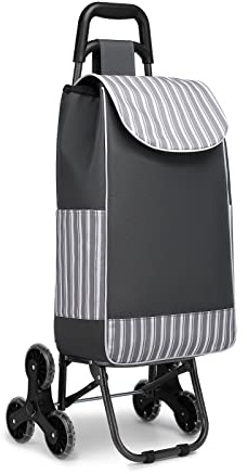 Kono - Carrello per la spesa pieghevole, leggero e impermeabile, 2 in 1, con carrello della spesa e borsa termica isolante staccabile, per salire le scale, per la spesa (Grigio-Migliorato)