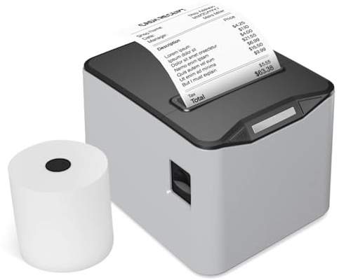 Sunydog Thermodrucker für Quittungen, 80 mm Thermodirektdruck, USB-Verbindung + LAN, hohe Geschwindigkeit mit automatischem Papierkorb, große Größe, Unterstützung ESC/POS für