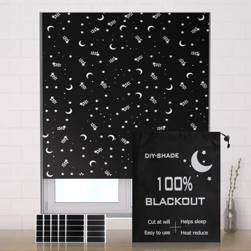 Valquid Blackout Blind, 200×145cm Temporary Blackout Blinds Stick on Window, Portable Blackout Blind with 10 Pairs Velcro – Blackout Curtains for Bedroom, Cut to Any Size or Shape