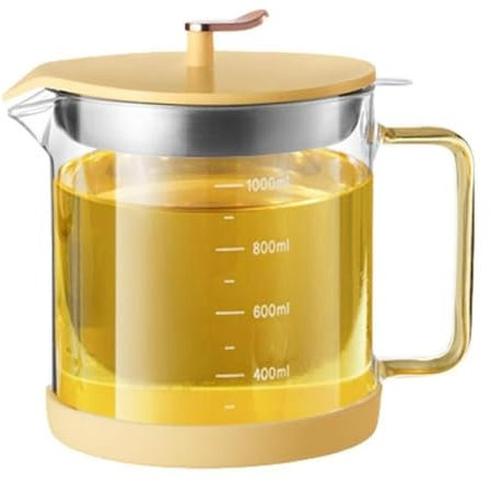Barattolo Contenitore Colino Olio Vaso for filtro olio in vetro trasparente da 1 litro con separatore olio da cucina in scala e serbatoio di stoccaggio con contenitore for grasso con filtro a maglia f