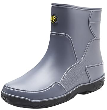 Men's Wellington Boots, Half Height Rain Boots, Short Wellington Boots, Men's Lightweight Half Shaft Waterproof Rain Boots, Breathable Garden Boots, Rubber Fishing Boots, gray, 13 UK