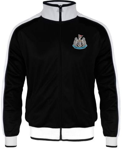 Newcastle United FC Official Gift Mens Retro Track Top Jacket Black White XL