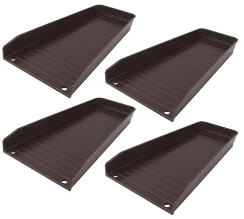 OUCRIY 4 Extensiones de Bajante para Canalón de Lluvia, Extensor de Bajante Fijable con 8 Clavos de Fijación para Proteger la Base de la Casa (Marrón)