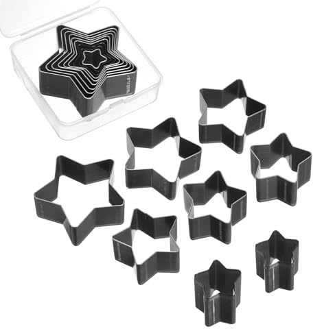 sourcing map Leather Star Shape Punch Cutter Set 8 Sizes Leather Hollow Cutter Kit Durable Punch Die Kit Carbon Steel Leather Punch Tool for Canvas Strap Belt Leathercraft Working 8pcs