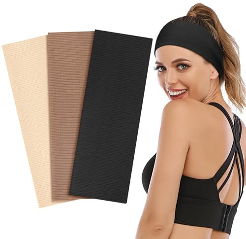 BELEVO Stirnband Damen Sport Haarband Damen Baumwolle 3 Stück Haarbänder Elastisch Headband Sommer Schweiß Weich Antirutsch Hairband Mode-Accessoires für Kosmetik Workout Yoga Laufen Fitness Gym