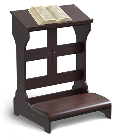 lesolar Prayer Bench Prayer Kneeler,Church Prayer Chair Stool Table, Stool Pray Table Shelf Religious Gifts for Meditation and Pray with Bench in Home