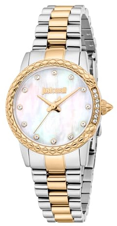 Just Cavalli Damenuhr Analog Quarz mit Edelstahlarmband JC1L310M0095, Antikweiß., Mode