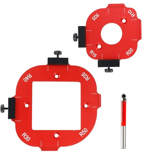 2 Pièces Gabarits de Fraisage de Rayon D'angle R10-R50 pour Toupie, Gabarit Rapide de Rayon de Toupie 4 en 1, Gabarit de Toupie avec Fraise à Rainurer pour le Travail du Bois DIY