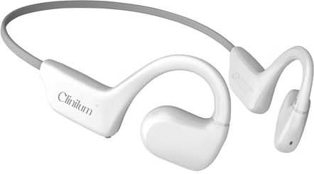 Clinilum Casque à Conduction Osseuse Casque Sport Bluetooth Avancé avec Microphone Intégré, IPX5 Étanche, Autonomie de 7 Heures, Design Confortable pour l'Entraînement, la Course, Le Bureau (Blanc)