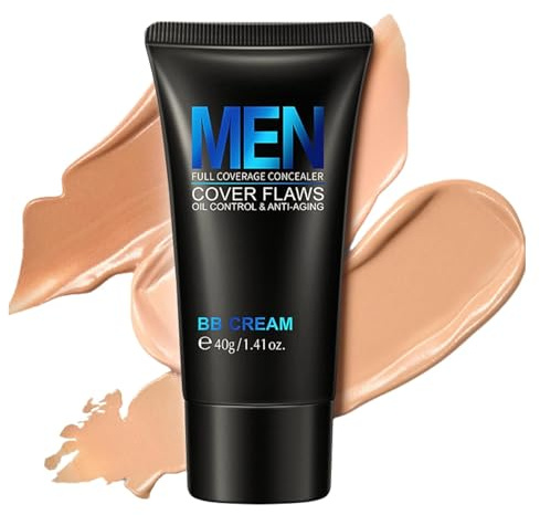 Mens BB Cream Foundation, BB Cream Light, Face Moisturiser For Oily Skin, Concealer For Mature Skin, Make-Up, Anti Aging, Anti Redness For Face