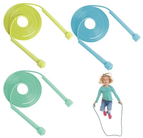 Set di 3 corde per saltare con impugnature in morbida schiuma, lunghezza 2,8 m, per allenamento e fitness, per adulti, uomini, donne, bambini e bambine.