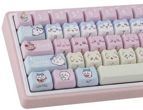 TYRIXKI PBT Keycaps 134 Keys Chiikawa Keycaps Cute Kawaii Keycap | Dye-Sublimation Mao Profile Cat Shape Custom Keycap for Cherry Gateron MX Switches Mechanical Keyboards