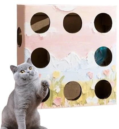 Gomice Caja De Rascador para Gatos - Juego Caja Puzzle Eléctrica Mascotas - Juguete Rascador Inteligente para Gatos | para Ejercicio Aburrimiento Simulación de Caza Entrenamiento Enriquecimiento