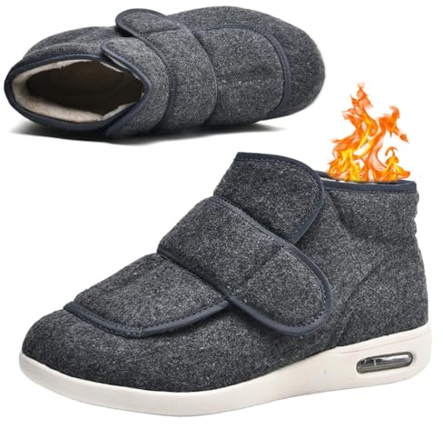 Aocase Scarpe X Diabetici Uomo Lana Caldo Inverno per Ginnastica Donna Estive Pantofole Leggere con Hook And Loop Larghi Comodi Anziani,Grigio,43.5 EU