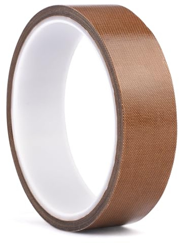 Nastro Teflon Sottovuoto Alte Temperature, 25mm x 10m Nastro Adesivo in Teflon, Nastro in Teflon in Fibra di Vetro, Rivestito In PTFE ad Alta Temperatura, per Macchina Sottovuoto, Sigillante a Impulsi