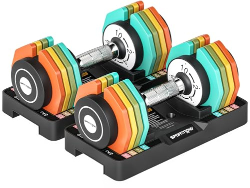 SPORTNOW Adjustable Dumbbells Set, 2kg/4kg/6kg/8kg/10kg Weights, Space-Saving Dumbbells Pair with Safety Locking Mechanism and Non-Slip Handle, Home Gym Fitness for Men/Women