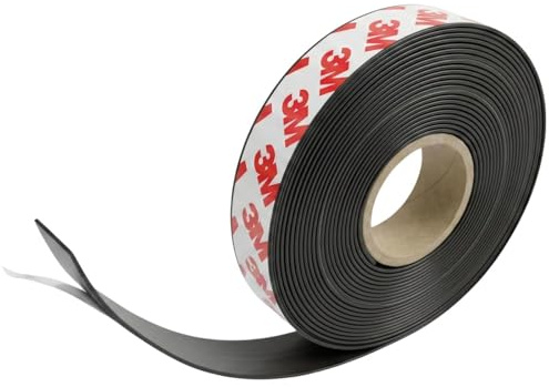 Lumonic 5m Magnetisk självhäftande tejp | 20x1mm | Flexibel, självhäftande, kan skäras till utan borrning | Flugskärm, skola och svarta tavlan