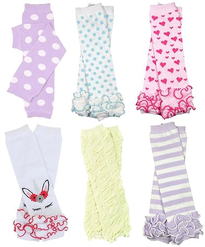 juDanzy 6 Pairs of Solid Baby, Toddler and Child Leg Warmers (Girls Variety Pack)