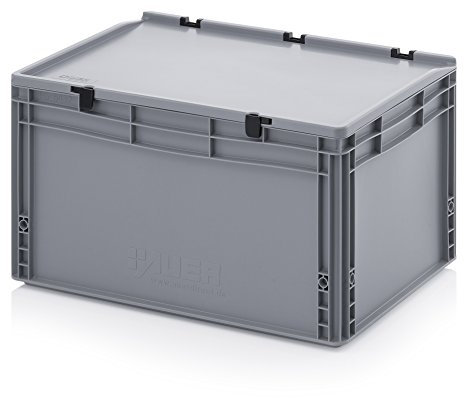 Auer Packaging Eurobehälter-Eurobox 60 x 40 x 33,5 cm mit Scharnierdeckel inkl. gratis Zollstock