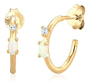 Elli Ohrringe Damen Creole Marquise Opal Zirkonia in 925 Sterling Silber