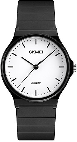 SKMEI Wasserdichte Damen-Armbanduhr, Armbanduhr für Damen, Mädchen, lässig, analog, Quarzuhren für Damen, Schwarz, 1.5*1.3*0.3 inch, Sport