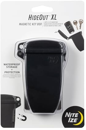 Nite Ize Hideout Magnetic Key Box - Waterproof Key Hider - Magnetic Key Holder & Box - Waterproof Key Storage for Spare Keys - Black, Extra Large